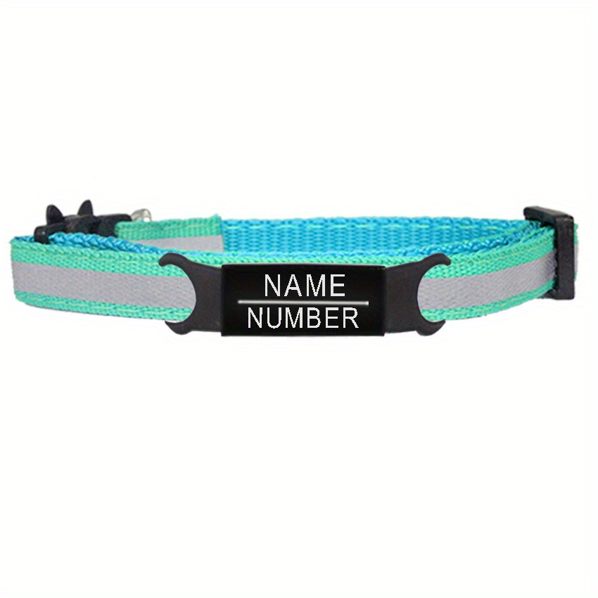 TEMU Reflective Cat Safety Buckle Collar Adjustable Custom Personalized Id Name Puppy Kittens Necklace