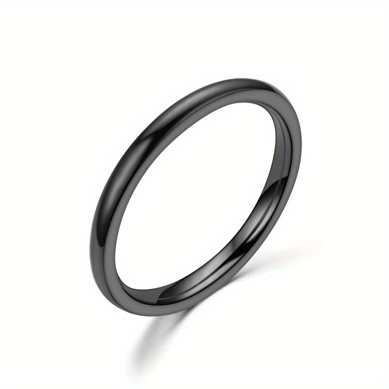 Stainless Steel Round Rings Classical Plain Stackable - Temu