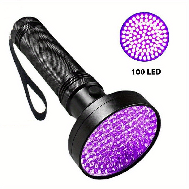 ESCO LITE Linterna UV de luz negra, 100 luces LED negras para detección de  orina de mascotas, linternas ultravioleta para orina de perro, escorpiones