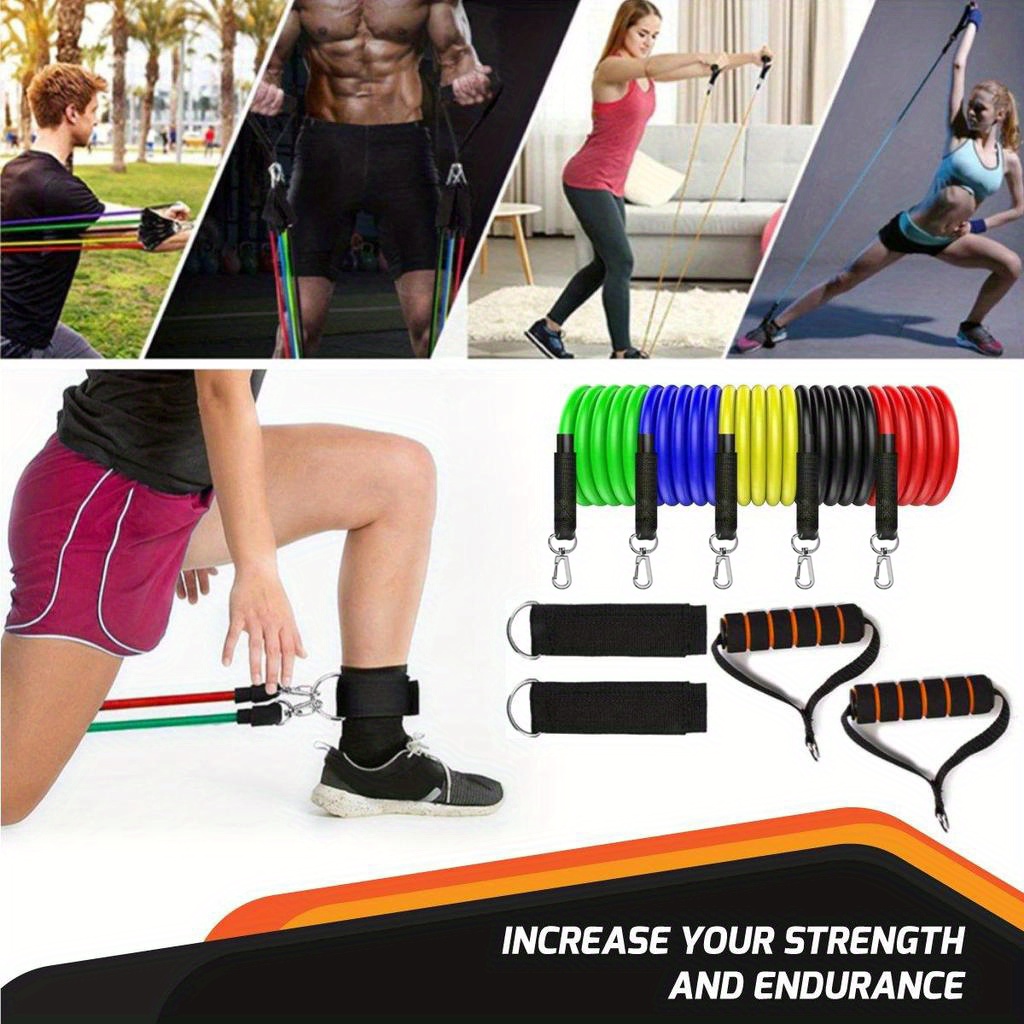 Link 11 Pcs Resistance Band Set Yoga Pilates Abs Exercise Fitness