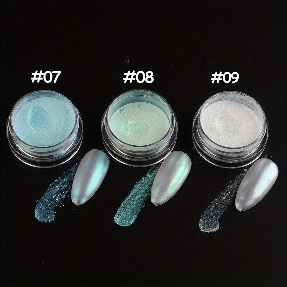 7pcs/set Shimmer White Pearl Glitter Nail Art Rubbing Dust