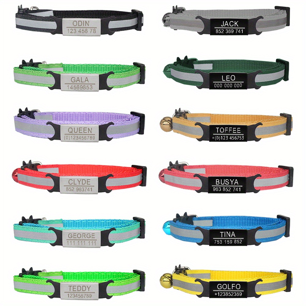 Reflective Cat Collar Personalized Pet Id Tag Safety Temu New Zealand