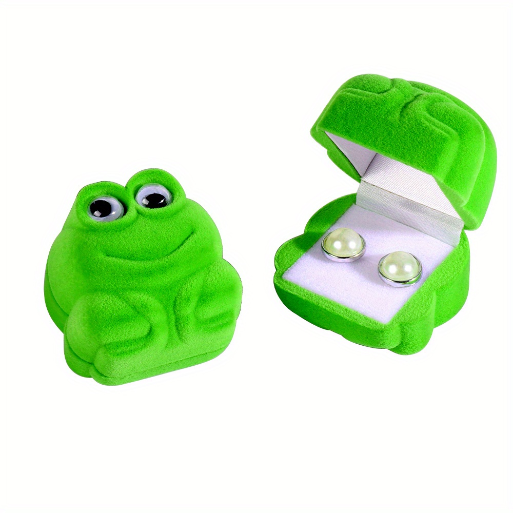 Cute Green Frog Ring Earring Case High Quality Plastic - Temu