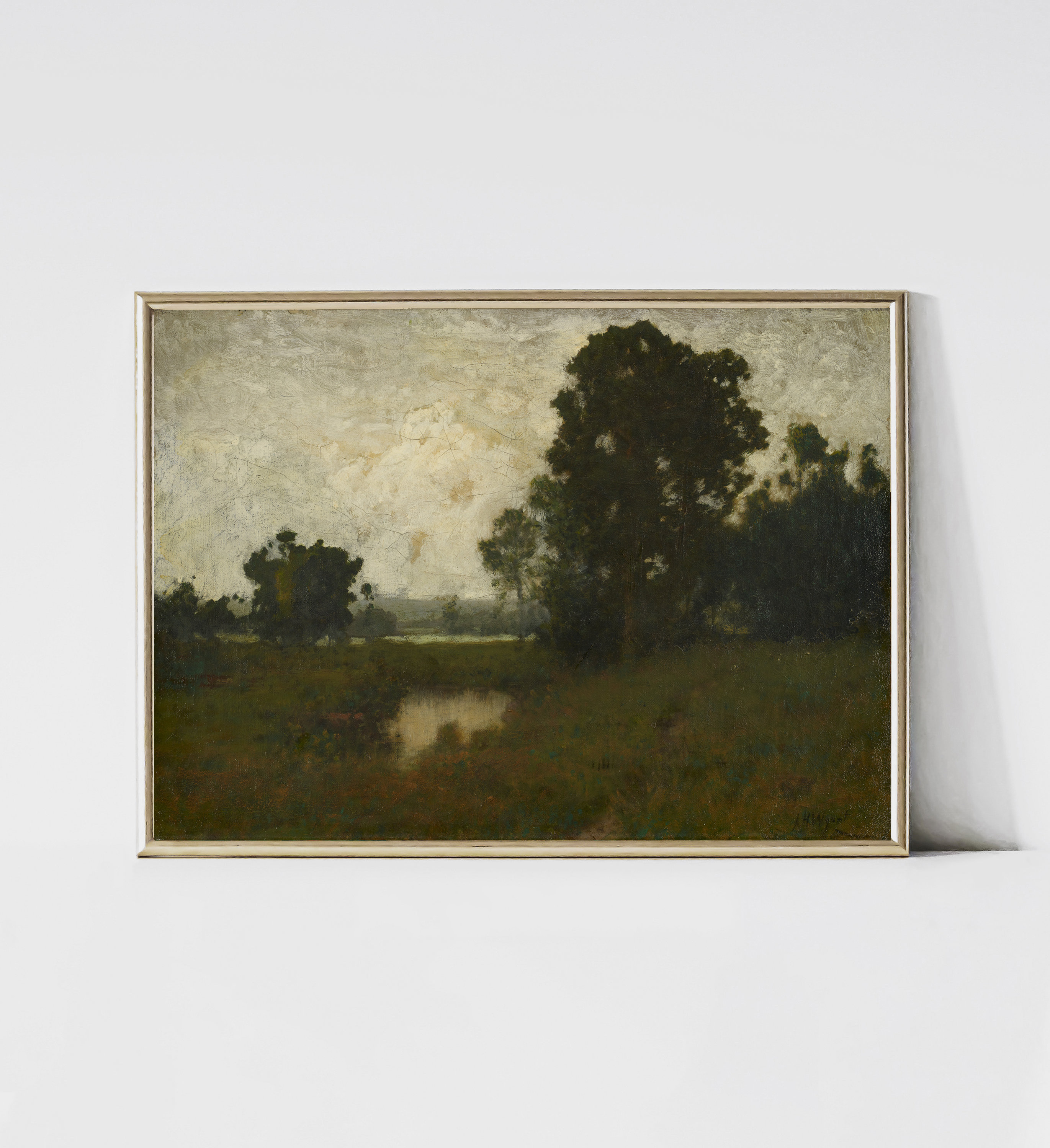 Canvas Wall Art, Autumn Landscape And Pool 1870s1880s Rustic Autumn