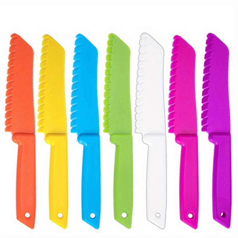 Leking 5pcs Kids Knife Set, Kids Safe Cooking Knives, Nylon Kids Kitchen  Knife With Crinkle Cutter, Serrated Edges Plastic Toddler Knife Kids Knives  F