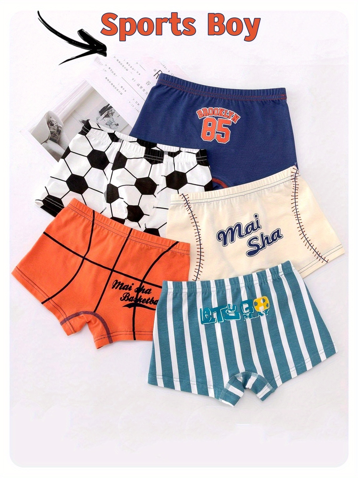 Baseball Print Novelty Boxer Underwear, Boy Size- Large and Small. MADE IN  USA