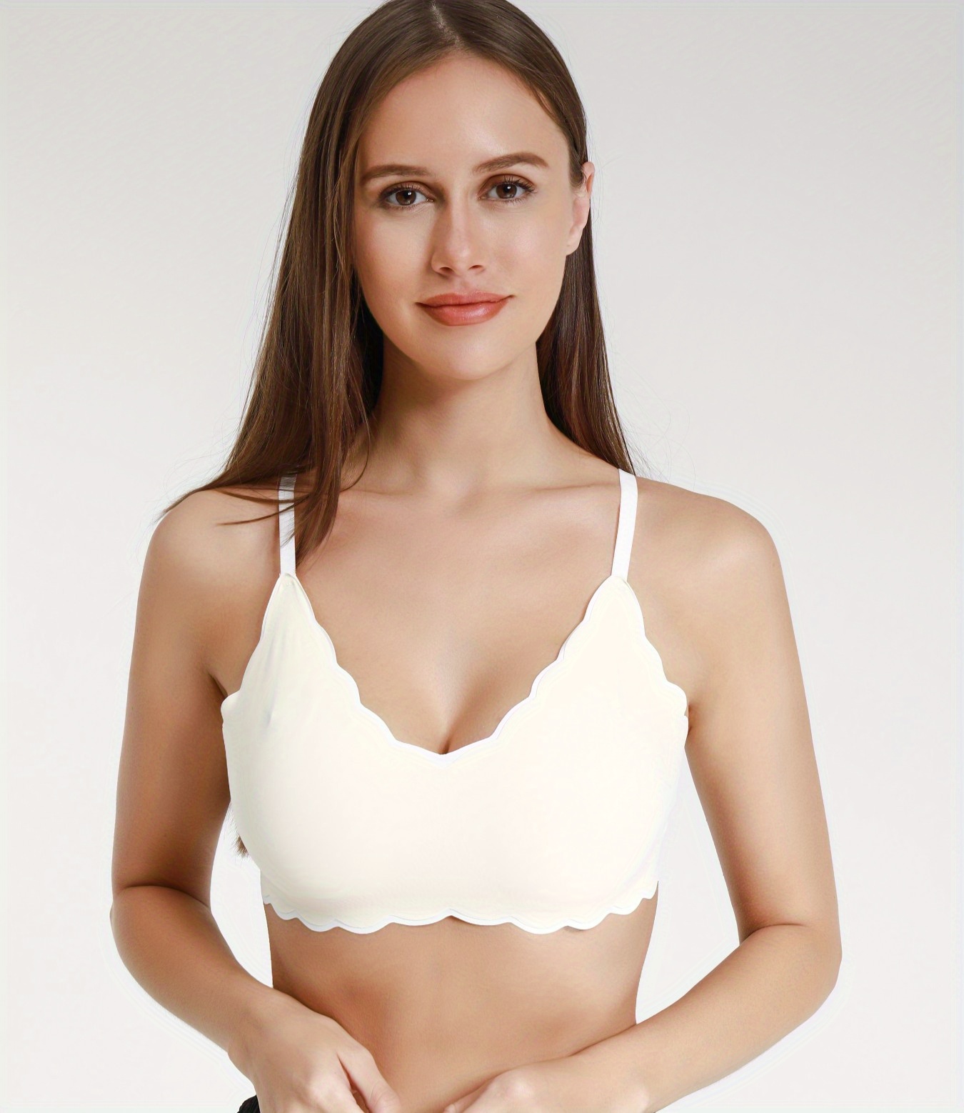 Wireless Seamless Wavy Trim Bra Soft Comfy Colorblock Bra Temu Australia