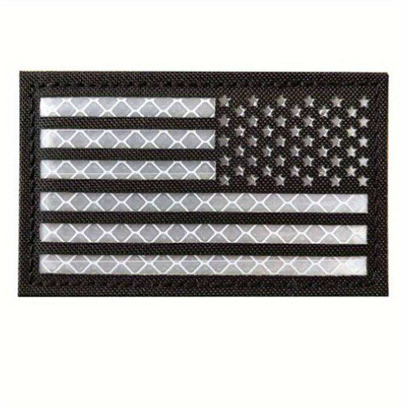 Choose REFLECTIVE GRAY and BLACK 4 x 2.5 American Flag iron on patch  (4104/5)