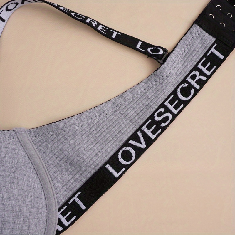 Letter Straps Push Up Bra, Comfy & Breathable Stretch Underwire Bra,  Women's Lingerie & Underwear