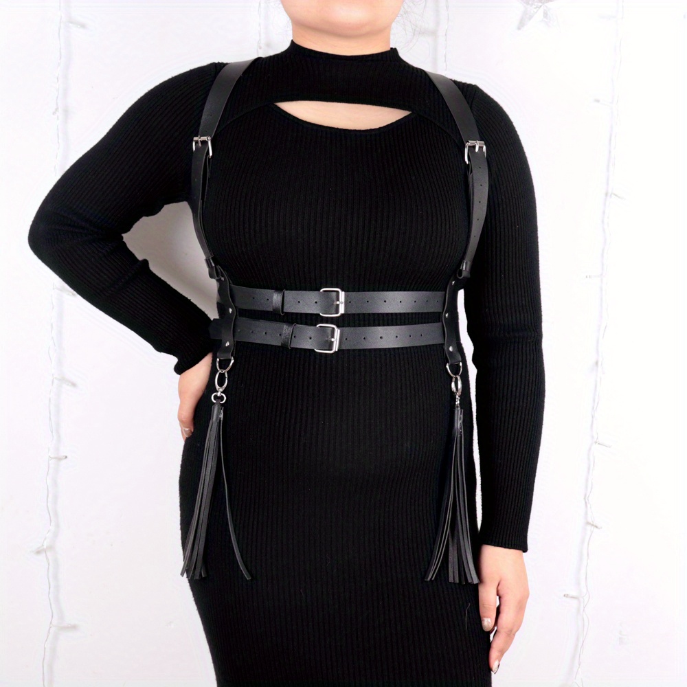 BODIY Plus Size Wide Waist Belt PU Black Harness for Women Gothic Punk Rock  Belts Halloween Rave Accessory for Dresses at  Women’s Clothing