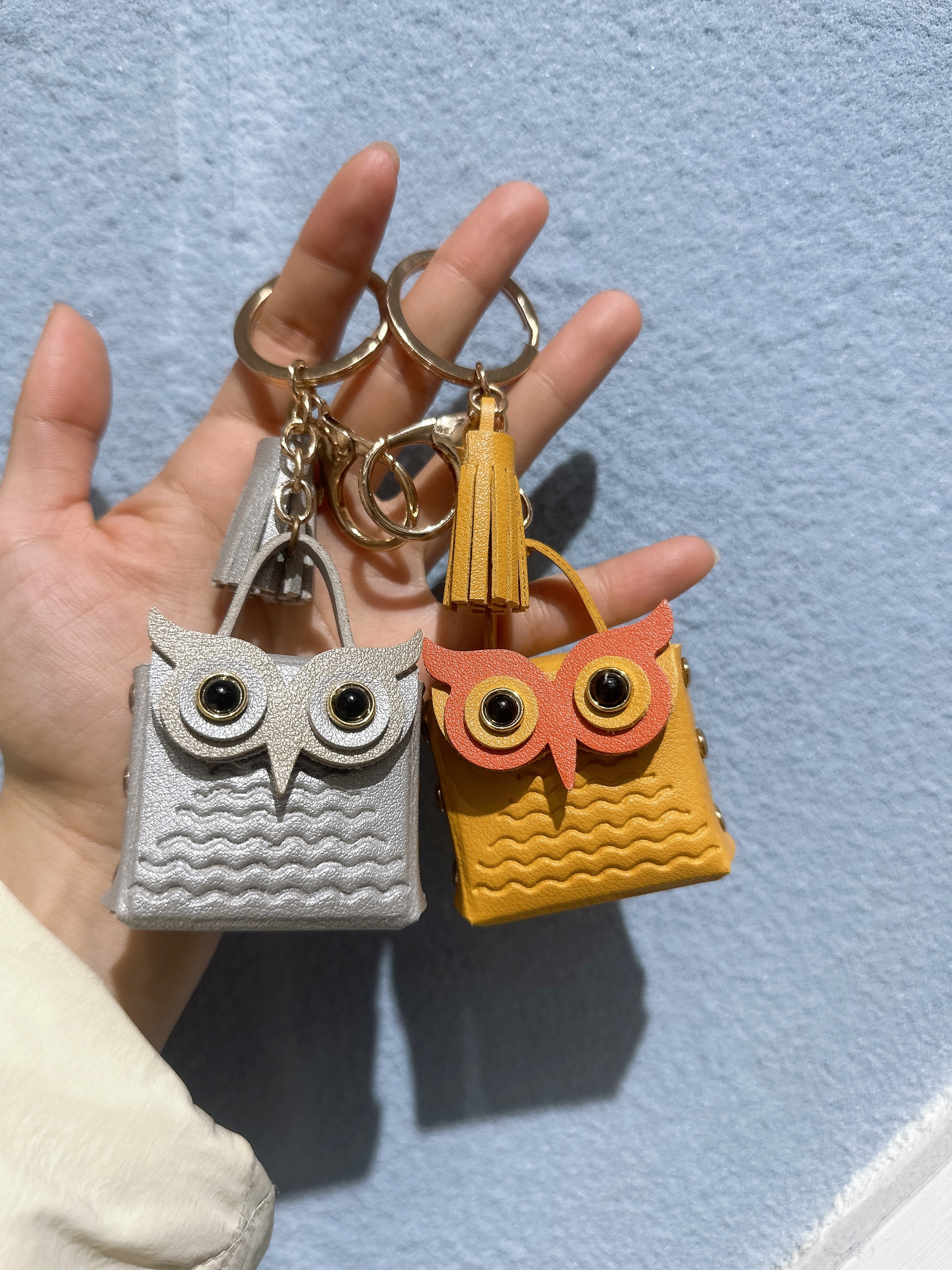 Pu Leather Owl Decor Bag Charm Keychain Key Ring Bag Pendant - Temu