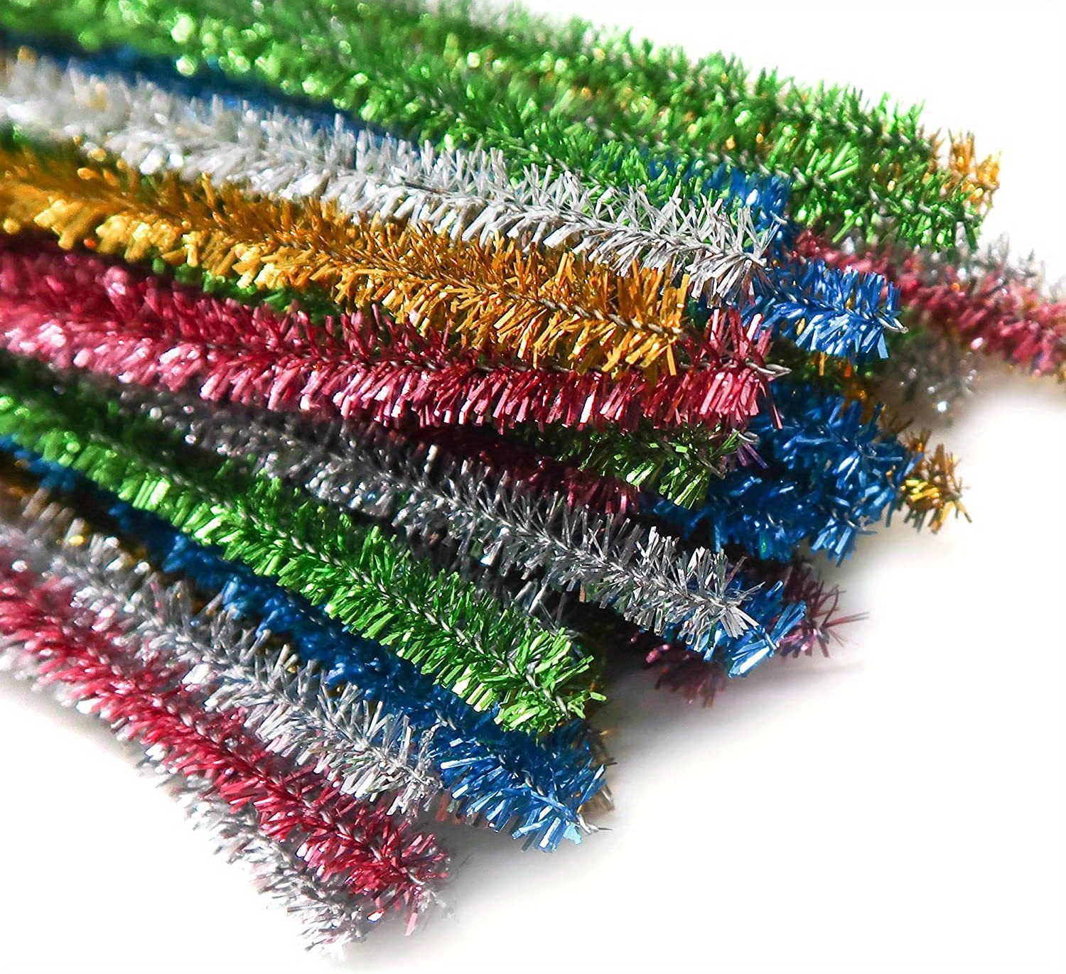 100Pcs Sparkly Pipe Cleaners Tinsel Pipe Cleaner Bulk Chenille Stems Glitter  Pipe Cleaners for Kids Craft Art DIY(6mm x 12inch, 10 Colors) 