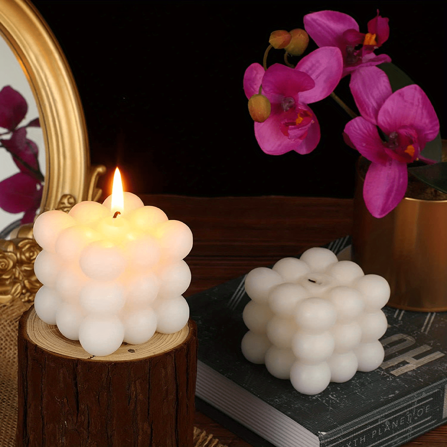 Loftern White Freesia Scented Bubble Candle - Handmade, Natural Soy Wax Based, Uniquely Aesthetic Cool Shaped Candles