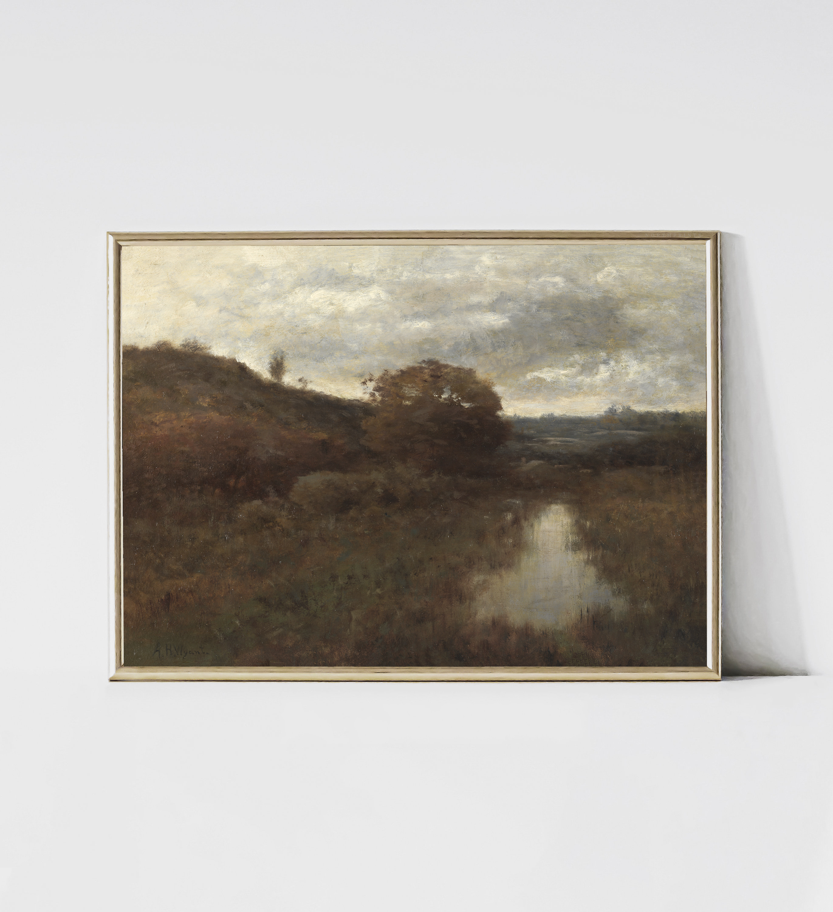 Canvas Wall Art, Autumn Landscape And Pool 1870s1880s Rustic Autumn