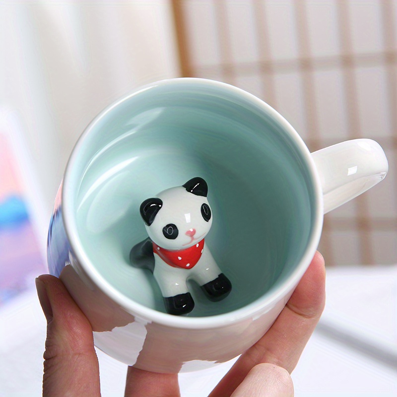 Cartoon Animal Coffee Mug Painted 3d Small Raccoon Panda - Temu