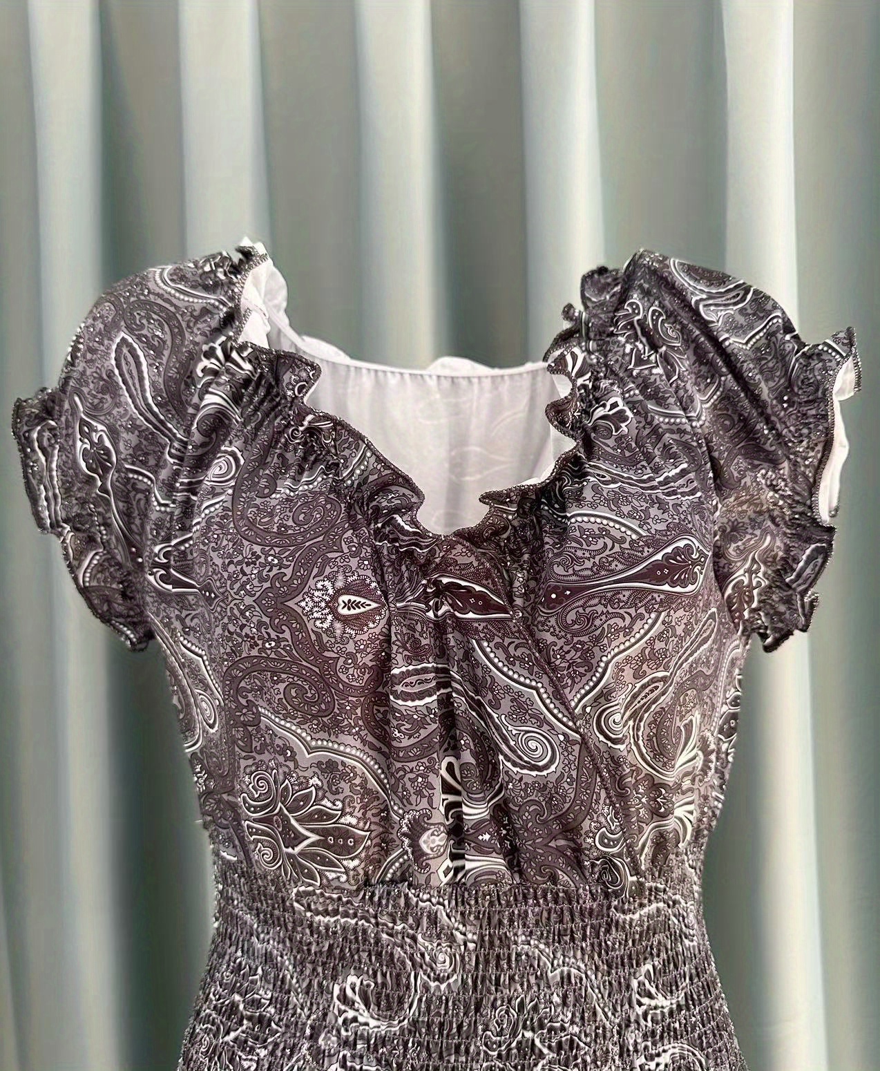 Printed Long sleeved Swing Dress Casual Ruffle Flowy Swing - Temu