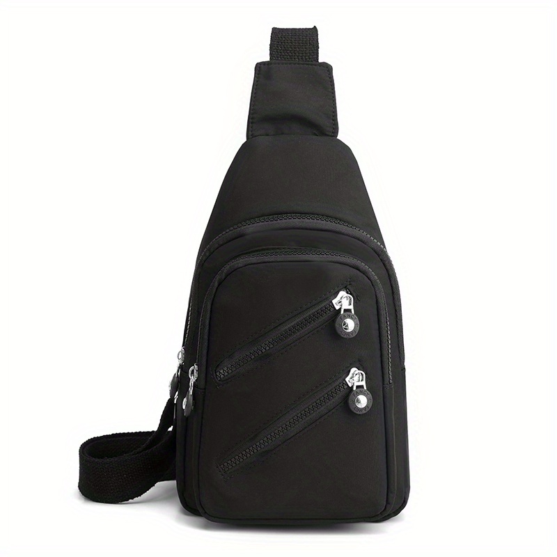 Zipper Front Sling Bag Casual Multi Pocket Chest Purse - Temu