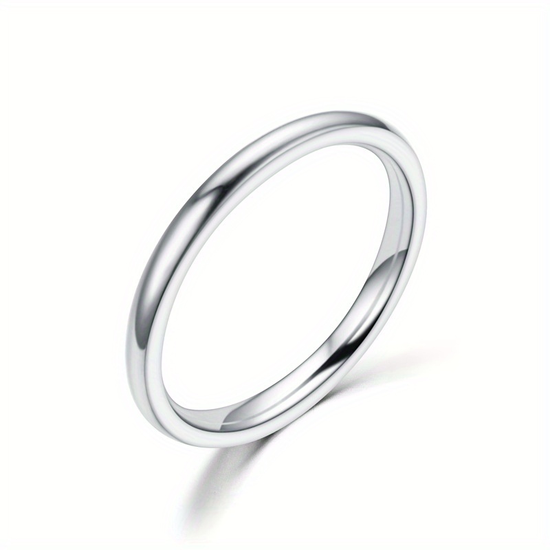 Stainless Steel Round Rings Classical Plain Stackable - Temu