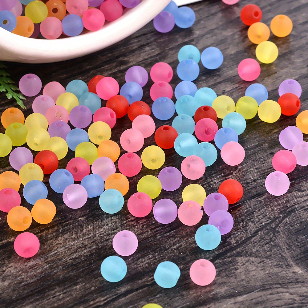 Image of 500pcs 6mm Frosted Glass Round Loose Spacer Beads Random Mixed Colors For Jewelry Making
