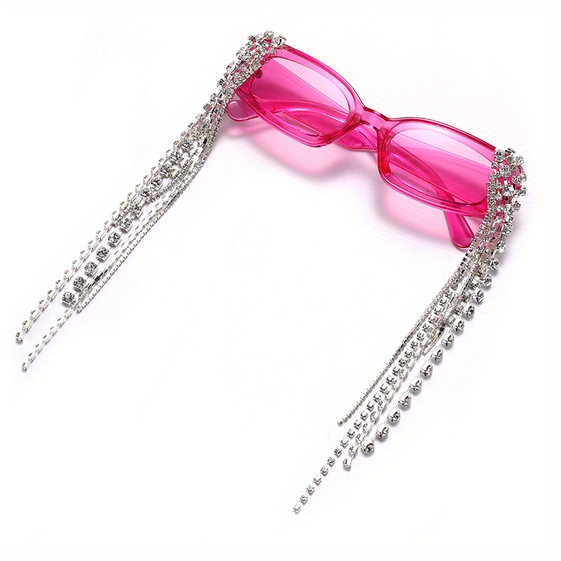 Rhinestone Tassel Decor Sunglasses For Women Men Gradient Temu New