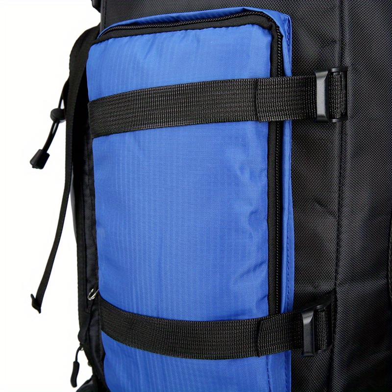 90l high capacity travel backpack durable polyester blue with black accents plaid pattern adjustable chest strap multiple pockets for camping hiking backpack for travel Product details 12