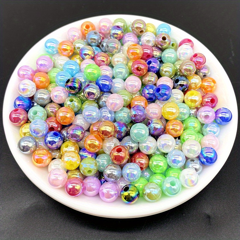 50pcs/lot 8mm AB Color Acrylic Beads Loose Spacer Round Beads for