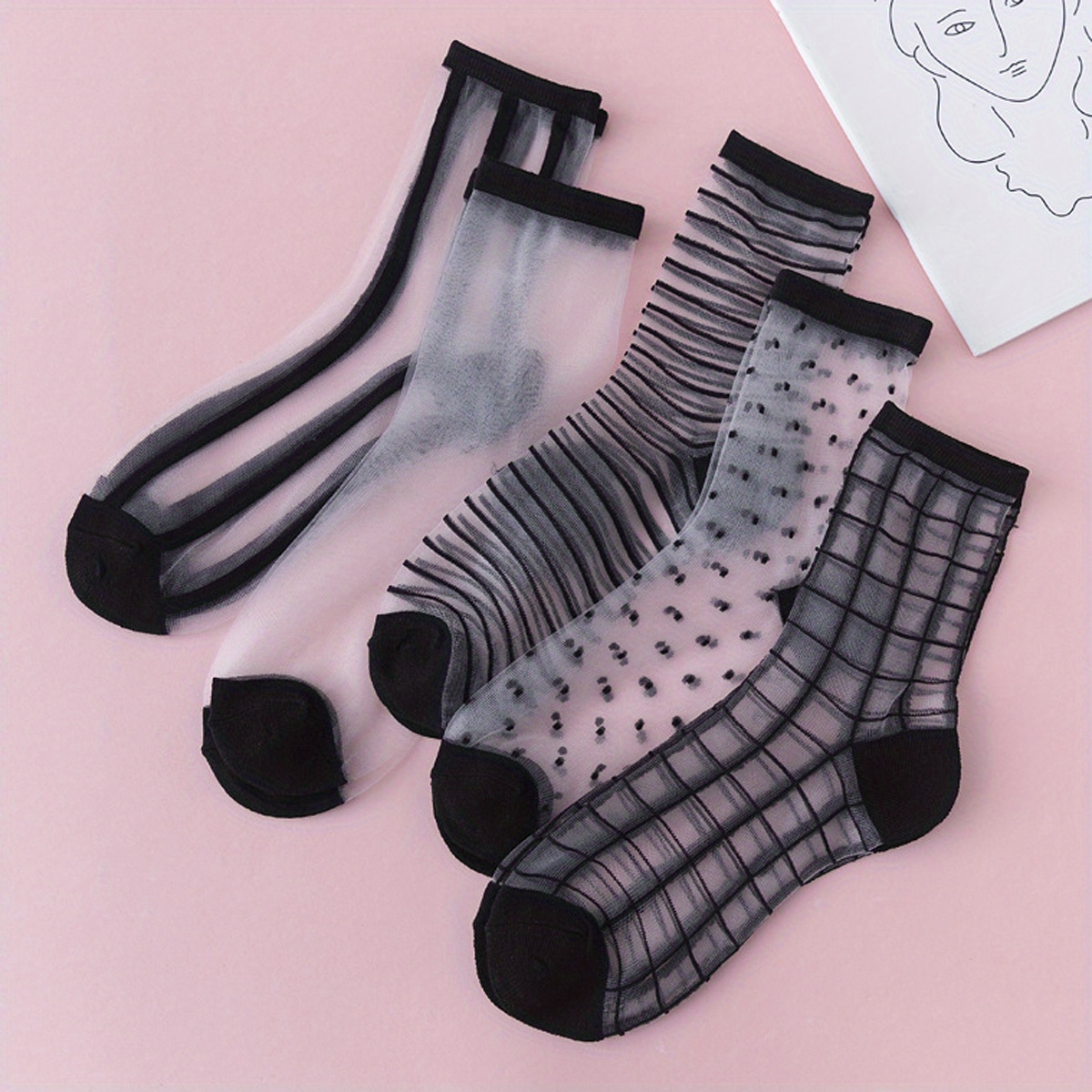 Sheer Mesh Socks Lightweight Breathable Jacquard Transparent - Temu Canada