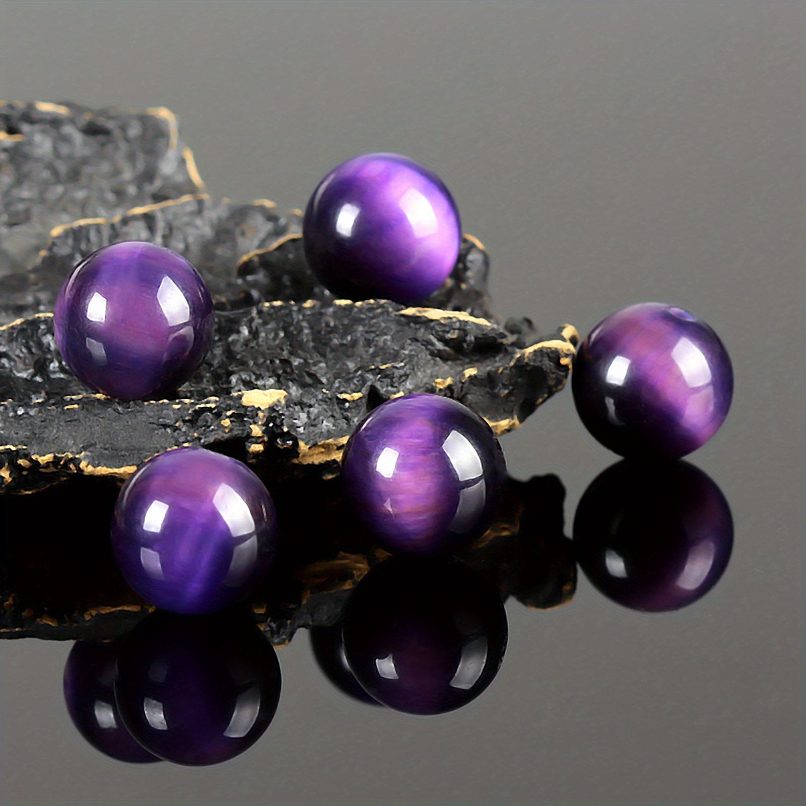 1strand Natural Purple Tiger's Eye Stone Beads For Diy - Temu
