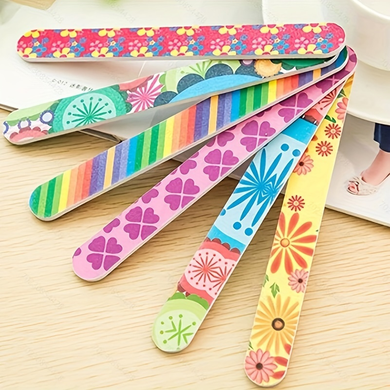 

5 Pcs Double-sided Colorful Flower Pattern Sanding Nail File For Manicure And Nail Art