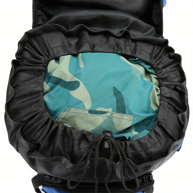 90l high capacity travel backpack durable polyester blue with black accents plaid pattern adjustable chest strap multiple pockets for camping hiking backpack for travel Product details 9