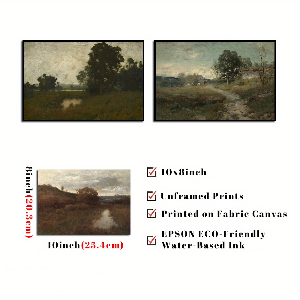 Canvas Wall Art, Autumn Landscape And Pool 1870s1880s Rustic Autumn