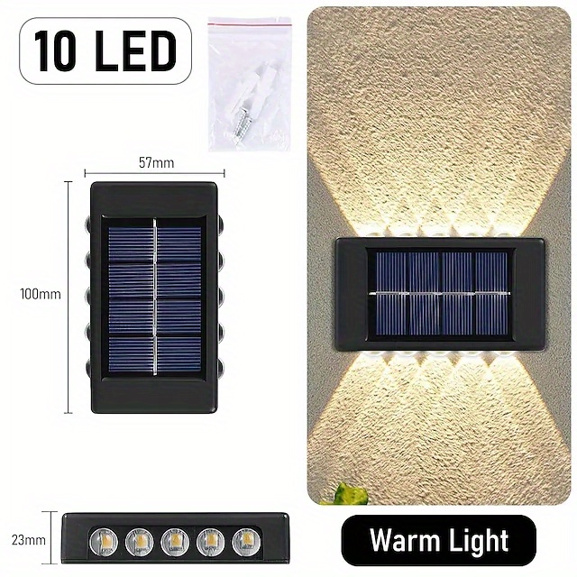 Solar 10led Fence Light Double Head Wall Light - Temu