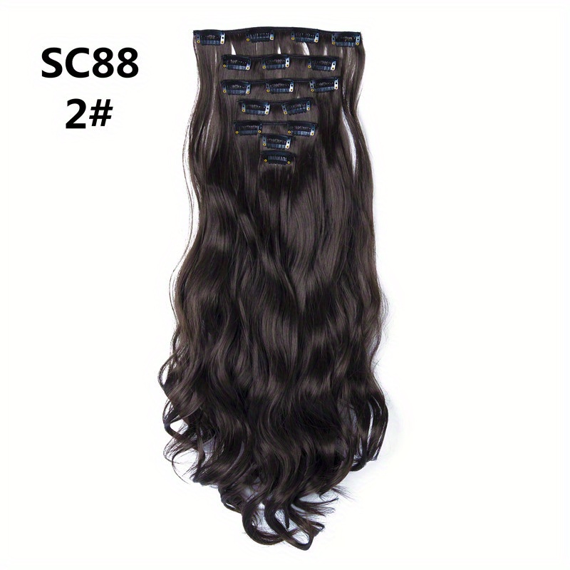 Wavy Curly Hair Extensions 16 Clip In Synthetic Fiber Hair - Temu