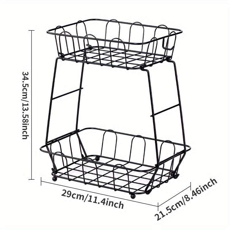 1pc Fruit Basket, 2/3 Tier Fruit Bowl, Kitchen Counter Metal Wire Storage  Basket, Fruits Stand Holder Organizer For Bread Snack Veggies Produce, Displ