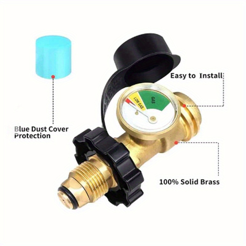 GasSaf Universal Fit POL Propane Tank Adapter with Gauge Converts POL Tanks  Valves to QCC1/Type1 Propane Tanks, Level Indicator, Gas Pressure Meter for  RV Camper, Cylinder, BBQ Gas Grill, Heater 