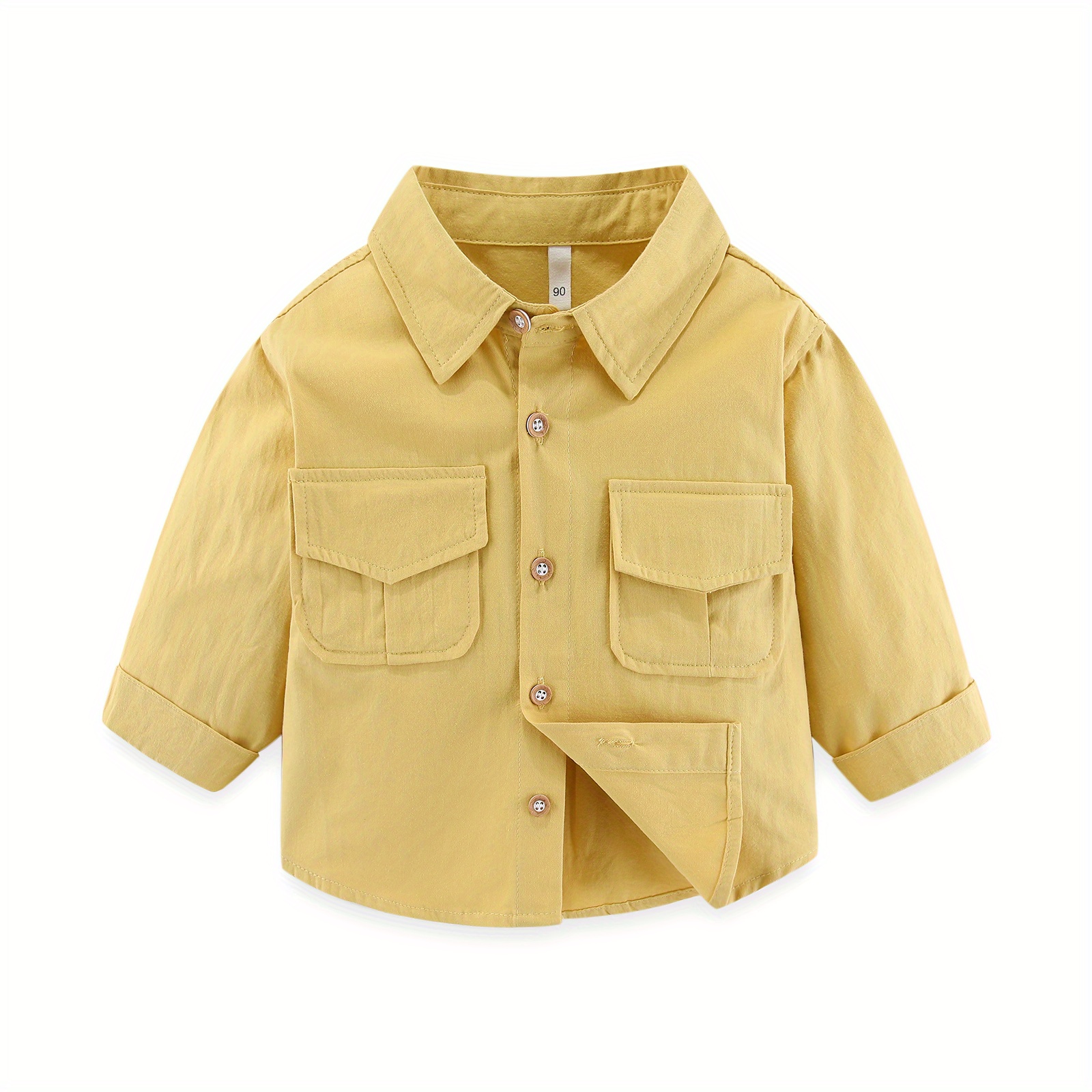 yellow long sleeve button up shirt toddler