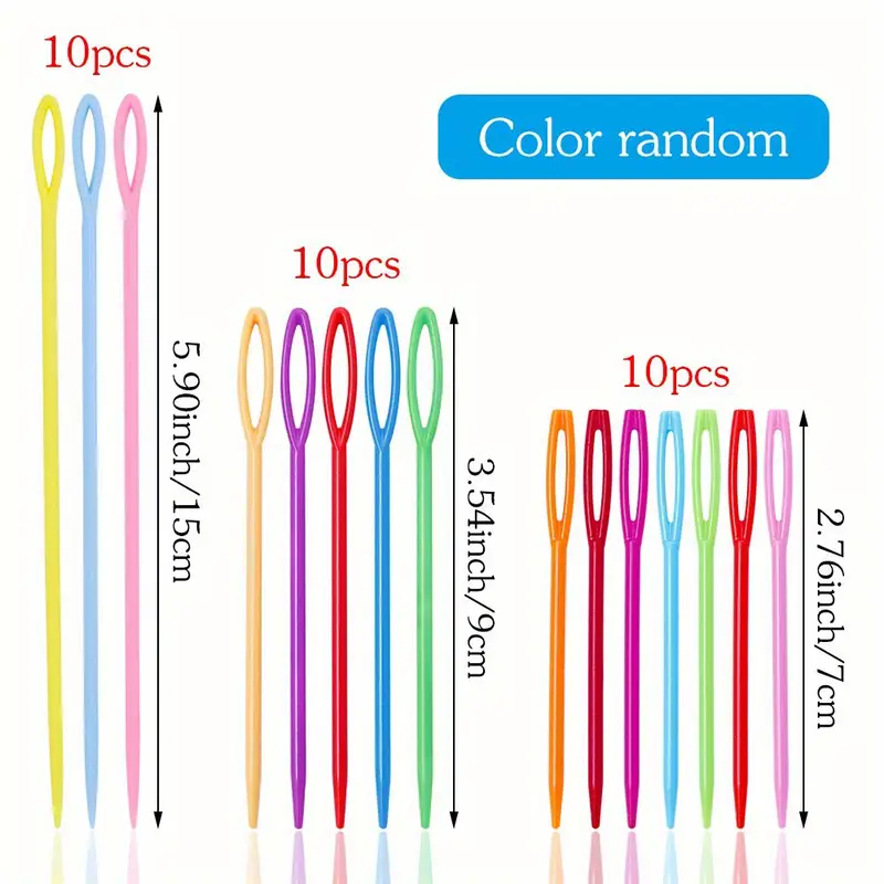 50PCS Plastic Sewing Needles, Large Eye Plastic Yarn Needles for Kids,  7cm/2.76inch Plastic Needles for Yarn and Craft Plastic Embroidery Needle  for