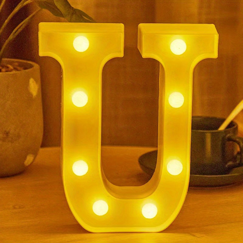 Letrero de letras con luces LED para luz nocturna, luz de nombre  personalizable, letras grandes con luces, marquesina de boda, alimentada  por pilas