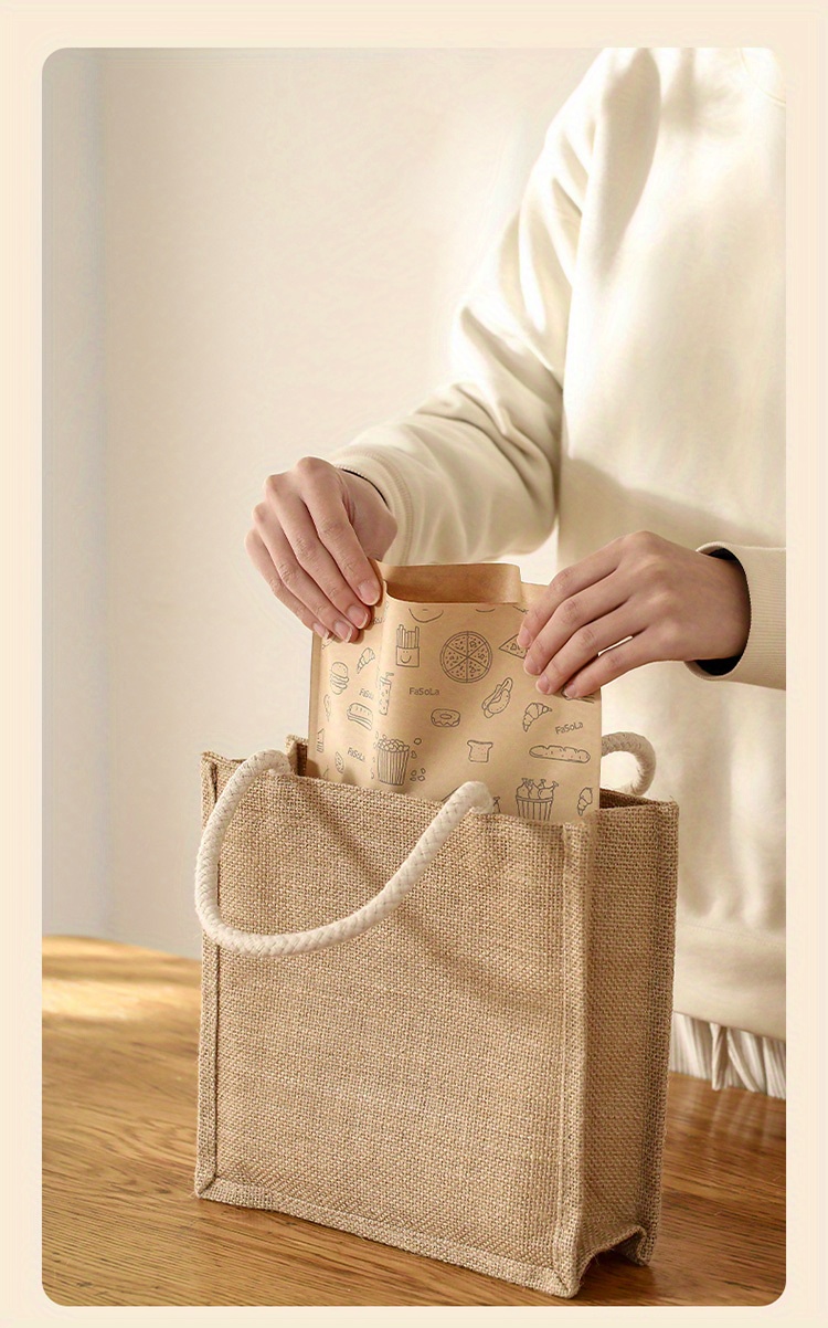 50pcs Kraft Paper Bags - Oil-Proof and Food Grade Packaging for Biscuits,  Pancakes, Meat Sandwiches, and Barbecue Snacks - One-Time Use and Easy to Gr