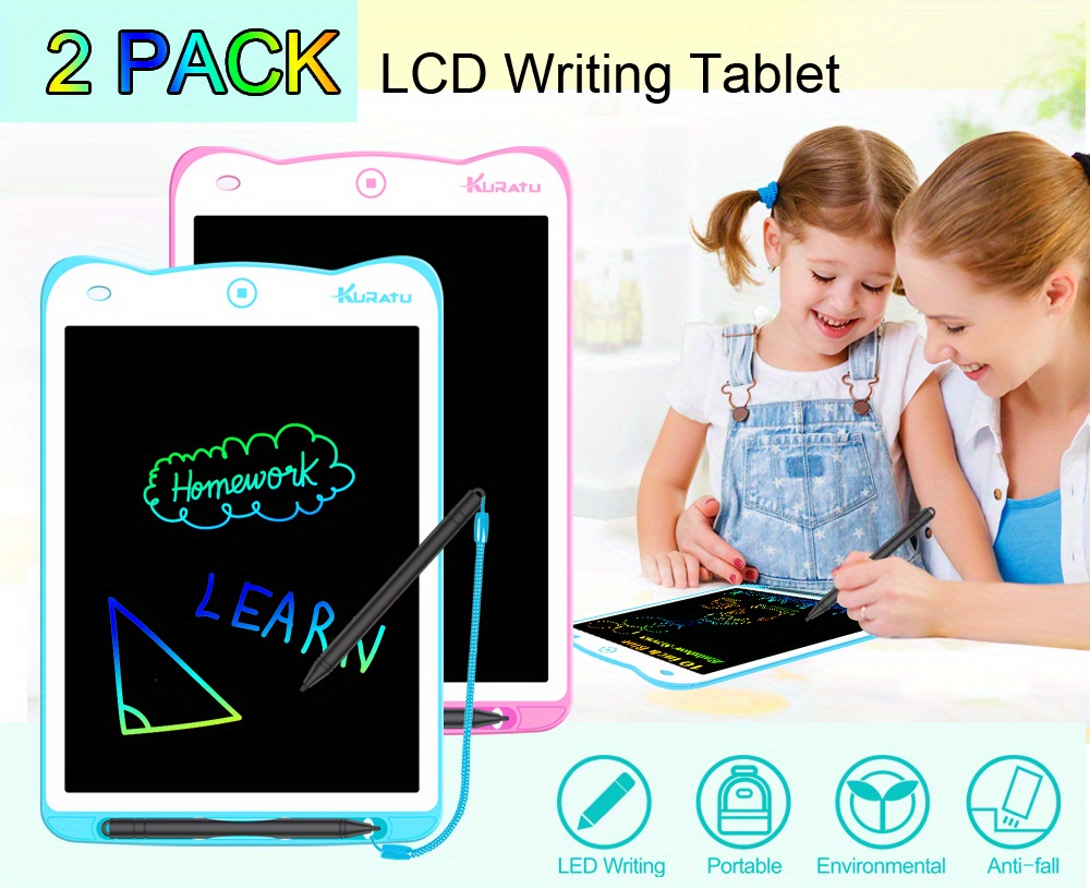  2 Pack LCD Writing Tablets for Kids Colorful Screen