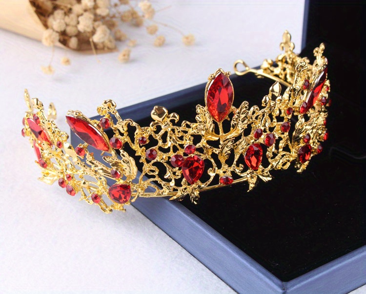 Gorgeous European Golden Crown Korean Bridal Red Crown Hair - Temu