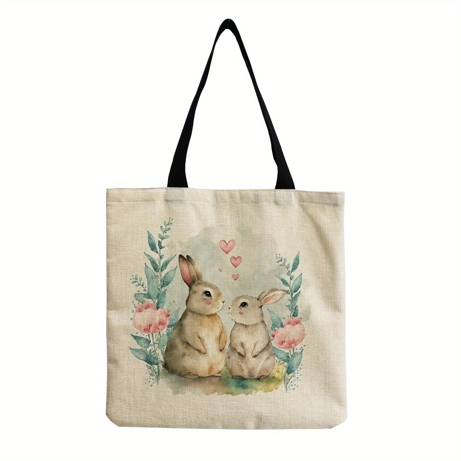 Canvas Tote Bag for women girls Aesthetic Bunny design Cloth Tote Shopping  Bags School Shoulder Bag Reusable Grocery Bag