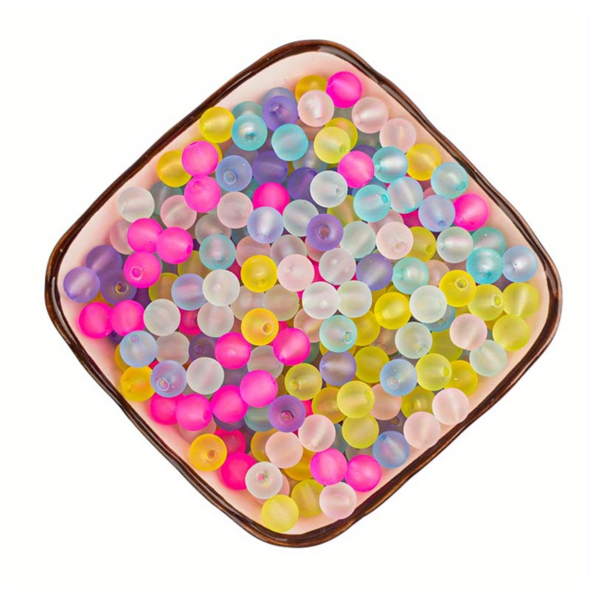200pcs 8/10mm Acrylic Faceted Beads Medium Beads, Transparent Colorful  Round Loose Beads For DIY Bracelet Beaded Handmade DIY Jewelry Accessories