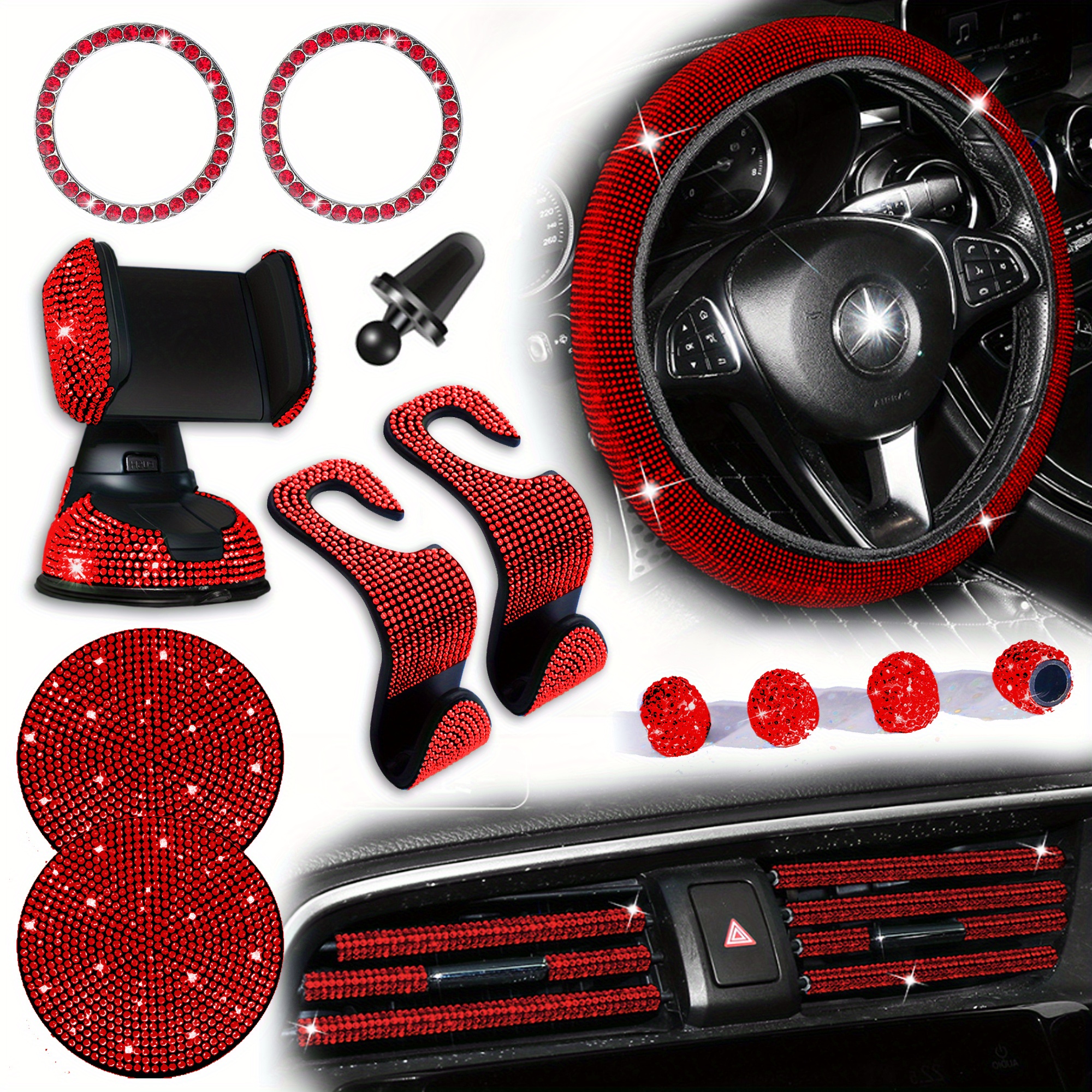7pcs Auto-Innenraum-Kit, Multicolor künstlicher Diamant Auto