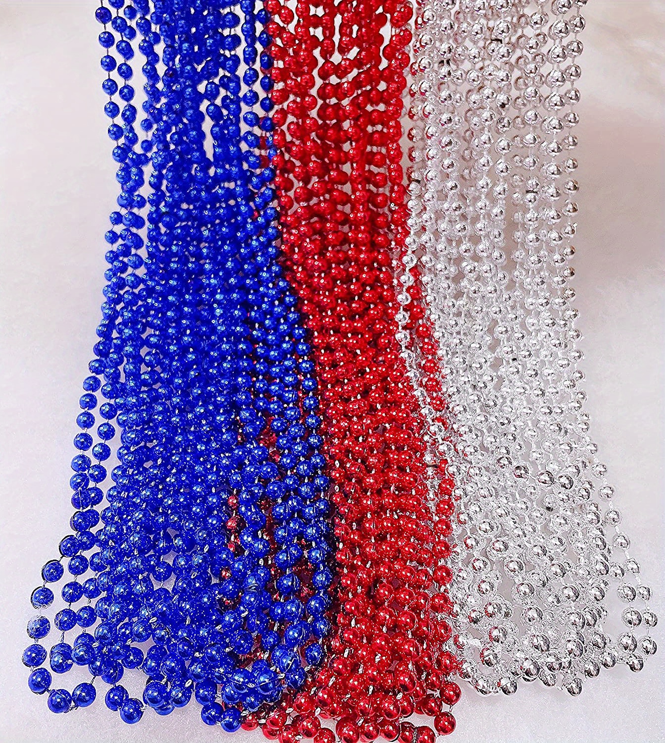 Star Beaded Necklaces 4th July Red Silvery Blue Metal - Temu