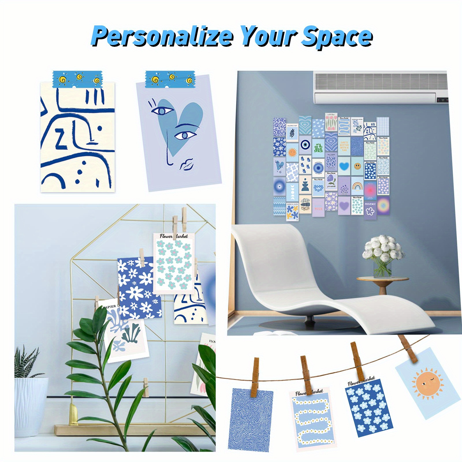 Minimalist Wall Art Blue Room Decor Aesthetic Danish Pastel - Temu United Kingdom