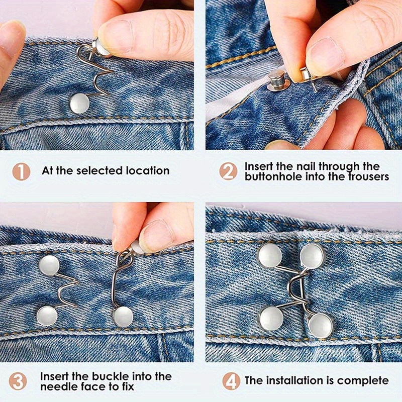 voss pant waist tightener instant jean buttons for loose jeans pants clips  for waist detachable jean buttons pins no sewing waistband tightener 