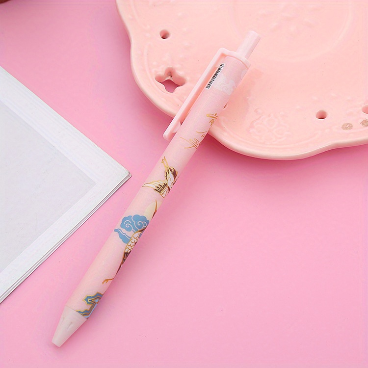 Chinese Style Gel Ink Pens Cartoon Retractable Pens Cute - Temu