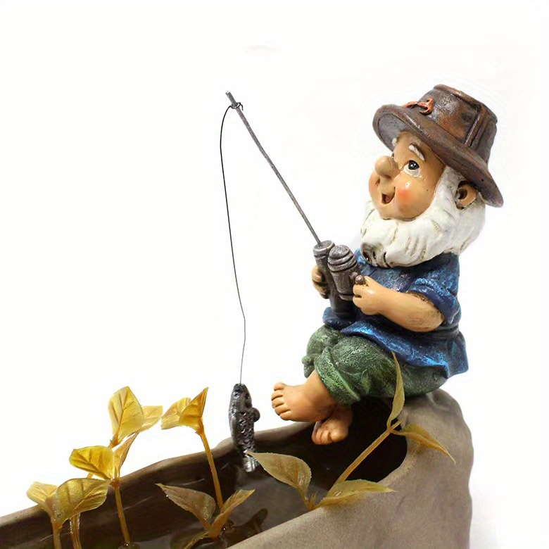 Mnycxen Resin Statues of An Old Man Fishing Garden Decorations for A  Swimming Pool 