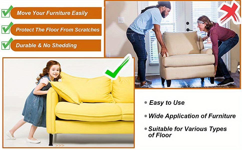 Deslizadores para muebles, 16 piezas de 3 1/2 pulgadas, resistentes y  reutilizables para mover muebles en la alfombra, mover fácilmente sofás